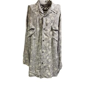 Visitor Silk Shirt Size L Gray Long Sleeve